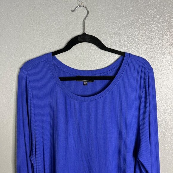 NWOT Eloquii Purple Scoop Neck Cinch Side Ribbed Long Sleeve Top Plus 22/24‎ - Picture 3 of 6